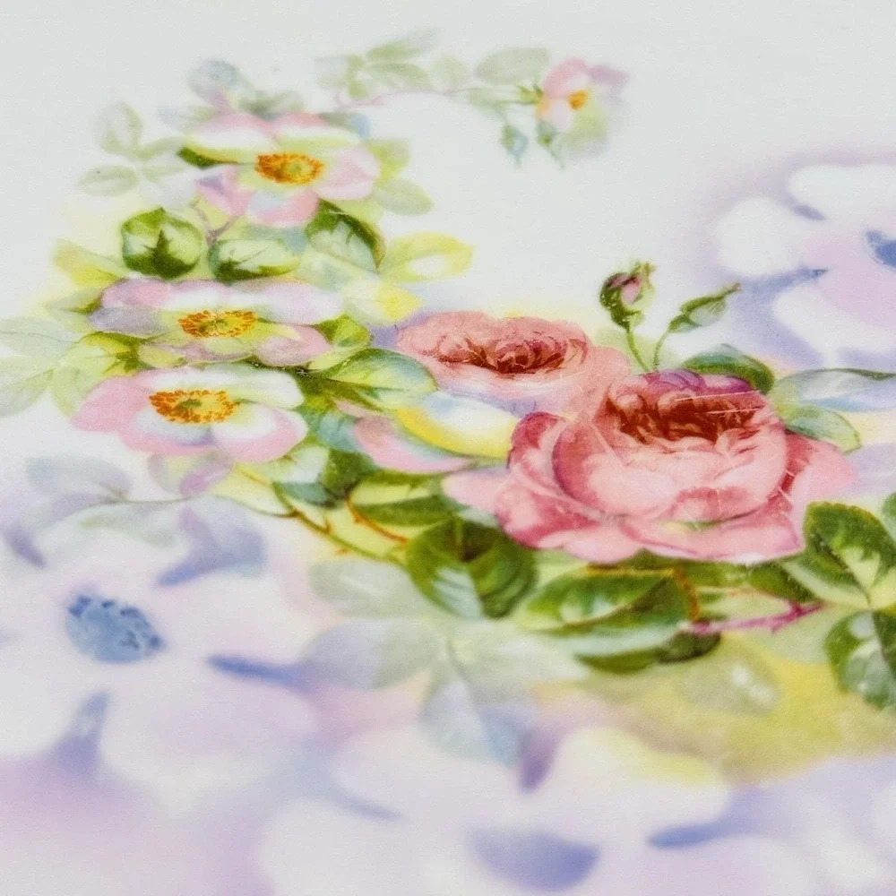 Antique Purple Floral Cabinet Plate w Iridescent Finish‎  Leuchtenburg Germany